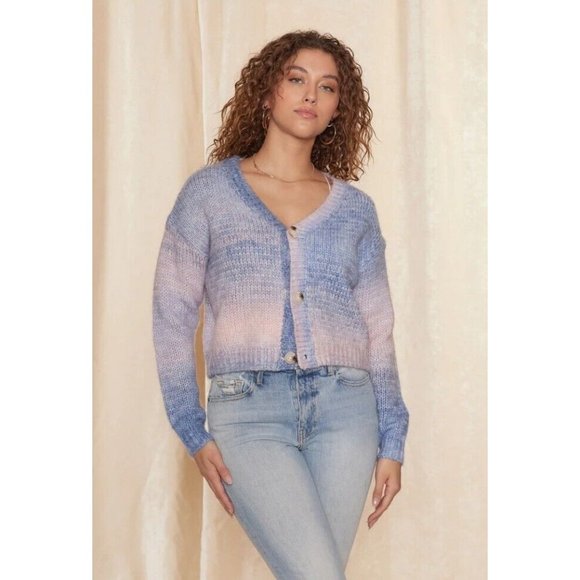 RAGA Sweaters - NEW! RAGA Anthropologie Cropped Knit Blue Alicia Cardigan Size 2X MSRP $130